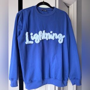 Tampa Bay Lightning hockey sweatshirt with chenille script letters